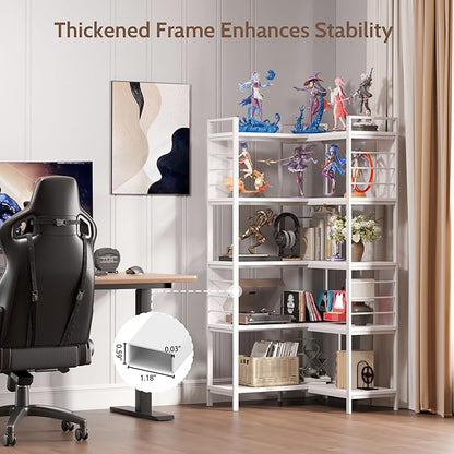 5 Tier Corner Bookshelf, Reversible Corner Shelf, Industrial Wooden Display - Image 7