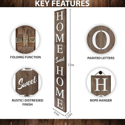Home Sweet Home Sign for Front Door, Wood Rustic Front Porch Décor, Farmhouse - Image 5