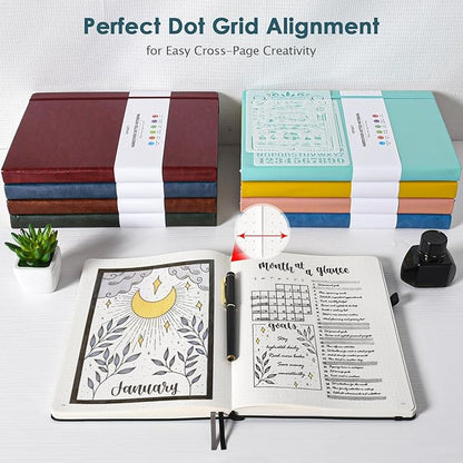 OFFIGIFT Dotted Journal Notebook, 312 Numbered Pages Large B5 Hardcover Leather - Image 6