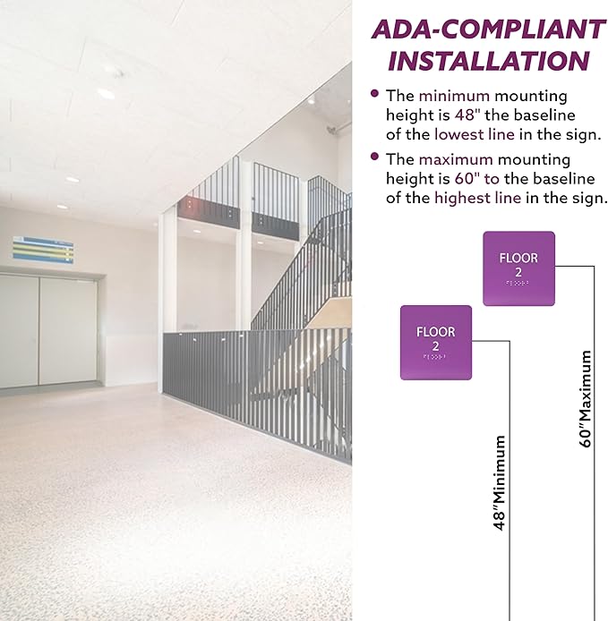 Black ADA Floor 2 Sign with Braille – Made from Durable Acrylic and Ready to - Image 4
