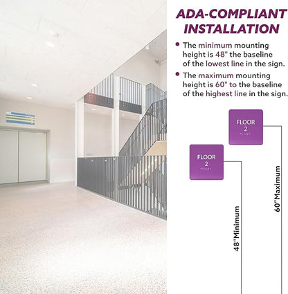 Grey w/Black ADA Floor 2 Sign - Image 4