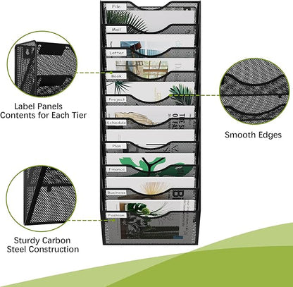 EasyPAG 10 Pocket Mesh Wall File Organizer, Hanging Paper Folder Holder - Image 3
