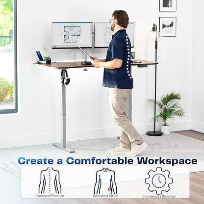 VIVO Electric 63 x 32 in Rustic Standing Desk, Memory Height Adjustment - Image 4