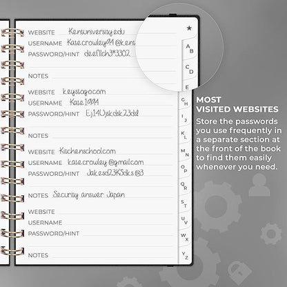 Clever Fox Password Book Spiral – Internet Address & Password Organizer - Image 4