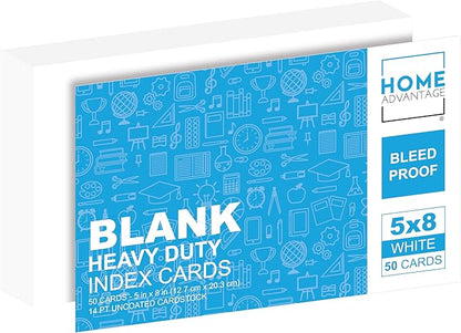 Home Advantage 5x8 Blank Index Cards by HomeAdvantage