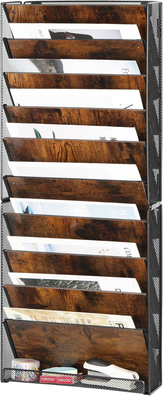 Solinxe 10-Tier Wall File Organizer, Wood Mail Organizer Wall Mounted Paper by Solinxe