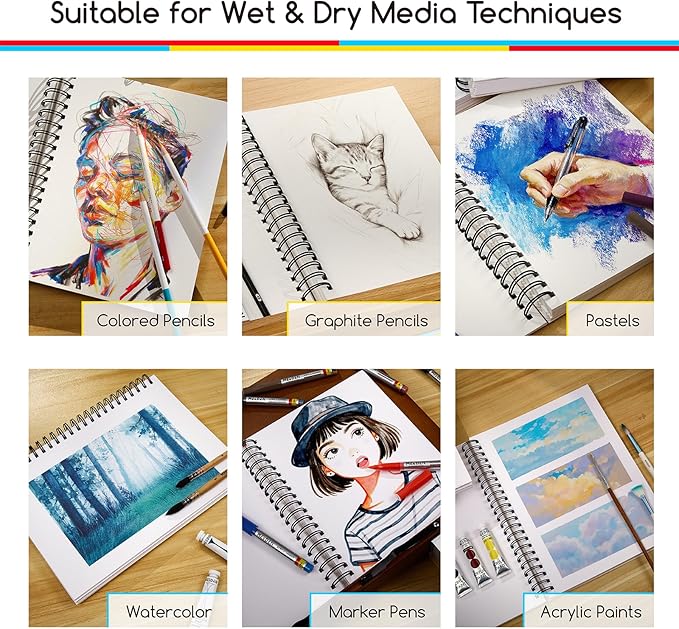 MEEDEN Mixed Media Paper Pad: 9" x 12" 112lb/165gsm Spiral Bound Mixed Media - Image 6