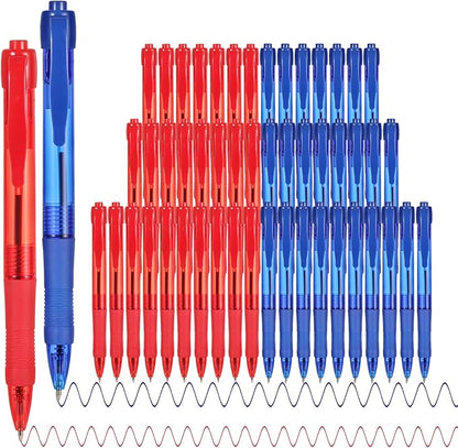 deegtran Pens Bulk, 50 Pack No Bleed Blue & Red Ink Click Pens by DEEGTRANPENS