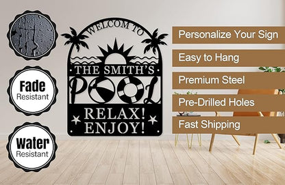Personalized Pool Sign, Pool Gift, Custom Pool Decor, Custom Metal Pool Sign - Image 6