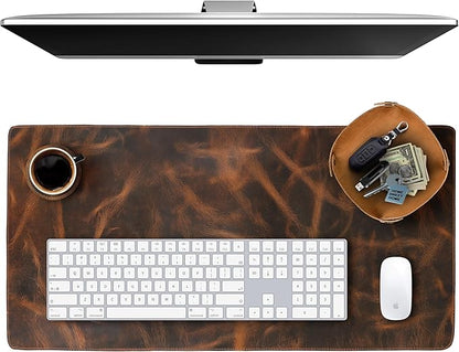 Leather Desk Pad Real Leather Desk Mat Desk Cover Desk Blotter Desk Protector by Elizo