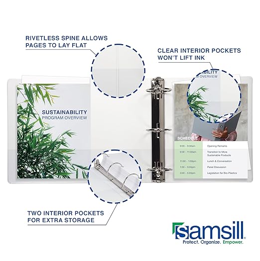 Samsill 1 Inch 3 Ring Binders, Made in USA, Economy Round Ring, 200 Sheet - Image 6