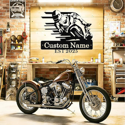 Personalized Motorcycle Metal Sign Custom Biker Name Sign Dirt Bike Wall Decor - Image 8