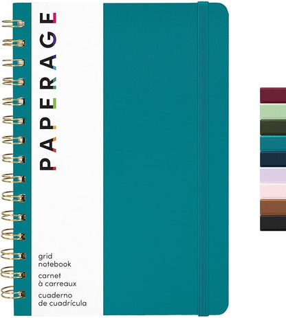 PAPERAGE Graph Paper Spiral Notebook & Journal, 160 Pages, Medium 5.5 inches x by PAPERAGE