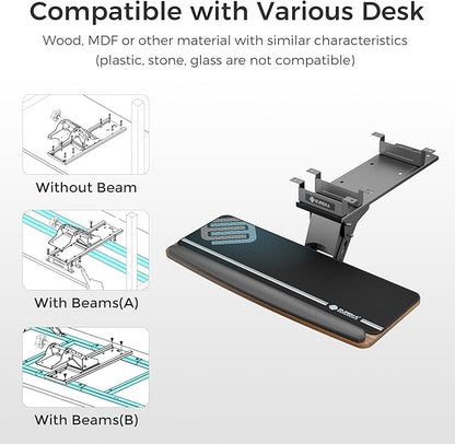 EUREKA ERGONOMIC Keyboard Tray Height Adjustable, Swivel Tilt Computer Keyboard - Image 8