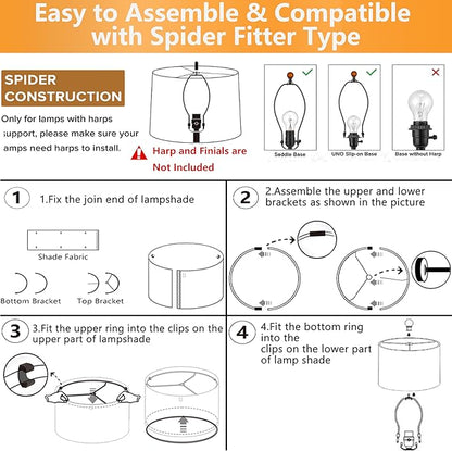 GO&SO Large White Texture Lamp Shades Set of 2, Drum Lampshades Replacemnt - Image 9