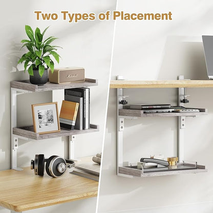 ART-GIFTREE Clamp On Desk Shelf 2-Tier, Wood Shelving Unit - Image 8