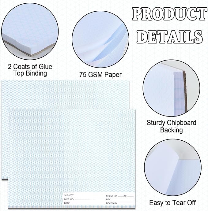 2 Pack 100 Sheets 8.5" x 11" Isometric Graph Paper Pad Landscape - Image 4