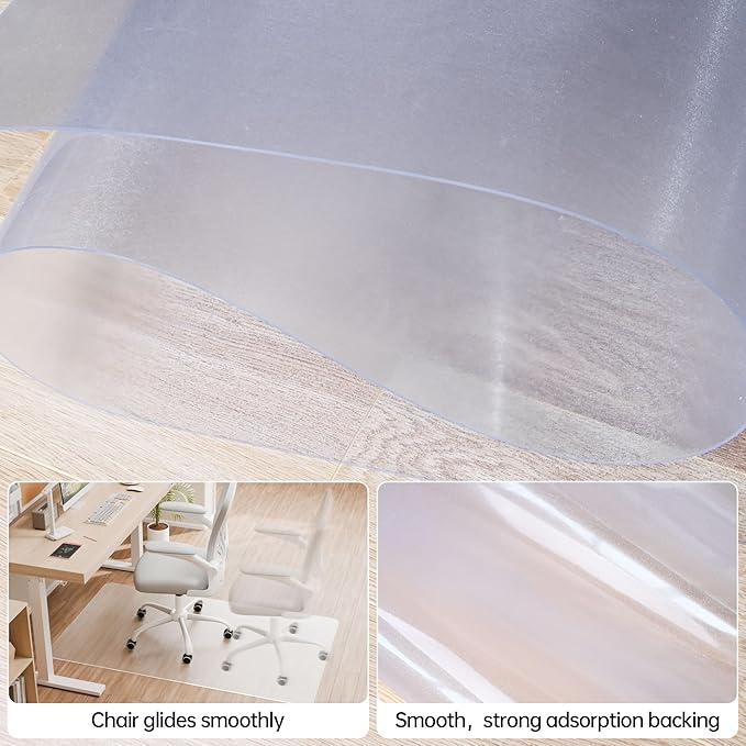 HOMEK Office Chair Mat for Hardwood Floor, 46”x 60” Crystal Clear Hard Floor - Image 5