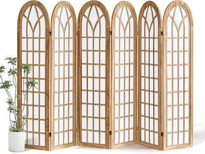 Aletheiawu 6 Panel Room Divider Wall Shoji Screen, Japanese Wood Room Divider by Aletheiawu