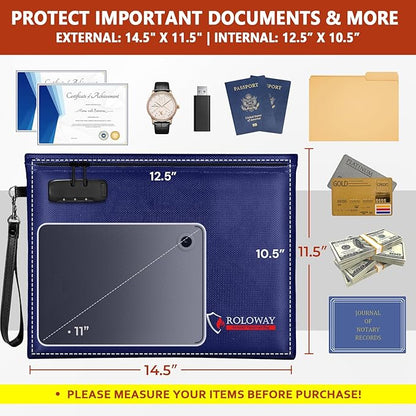 ROLOWAY Fireproof Document Bag, 6400℉ Fireproof Money Bag - Image 2