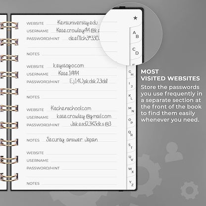 Clever Fox Password Book Spiral – Mini Internet Address & Password Organizer - Image 4