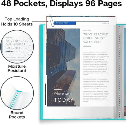 Dunwell Presentation Binder 48-Pocket, Displays 96 Pages, 8.5x11 Portfolio - Image 3