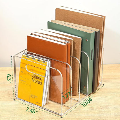 AIDIMOO Acrylic Magazine File Holder, 5 Vertical Compartments Desk Document - Image 2