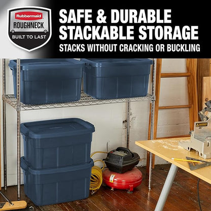 Rubbermaid Roughneck Tote 14 Gal, 6 Pack, Made in USA, Dark Indigo Metallic - Image 5