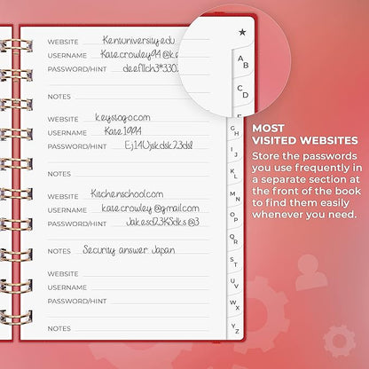 Clever Fox Password Book Spiral – Mini Internet Address & Password Organizer - Image 4