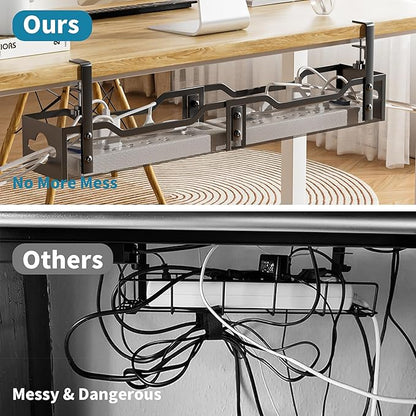 Under Desk Cable Management Tray Black, Litwaro Cable Management Under Desk No - Image 4