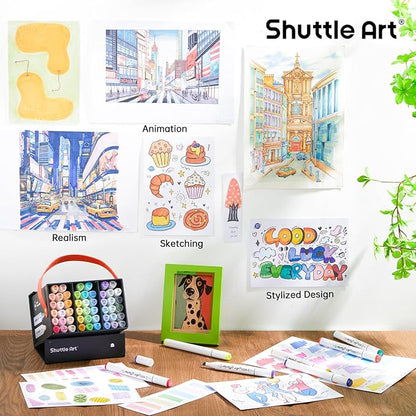 Shuttle Art Pastel Alcohol Markers Brush tip, Dual Tip Brush & Fine Tip Art - Image 6