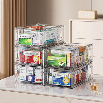 Sgoostood 6 Pack Stackable Organizer Drawers, Transparent Drawer in Home - Image 7
