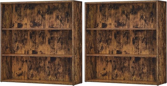 VASAGLE Set of 2 Bookshelves, 31.5 Inches Wide, 3-Tier Open Bookcases by VASAGLEbySONGMICSHOME