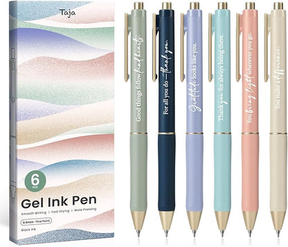 Taja Gel Pens, 0.5mm Fine Point Smooth Writing Pens by Taja