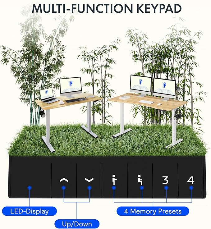 FLEXISPOT EN1 Bamboo Standing Desk, 60 x 30 Inches Whole-Piece Electric - Image 5