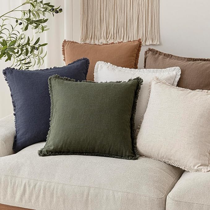 Foindtower Set of 2 Decorative Linen Fringe Lumbar Throw Pillow Covers Boho - Image 7