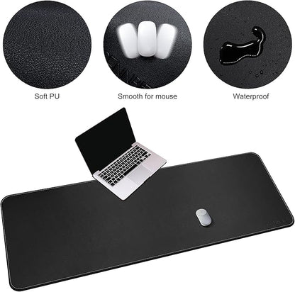 CENNBIE Leather Desk Mat, 66.9" x 23.6" Extra Large Desk Pad Blotter Protector - Image 3