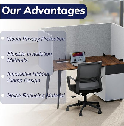 KERRAM Desk Privacy Panel 24 x 24 Inch, Sound Absorbing & Proof Desk Divider - Image 4