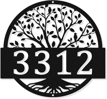 Tree Of Life Metal Wall Art Address Plaque, Custom House Address Plaques Sign by HYTSIGN