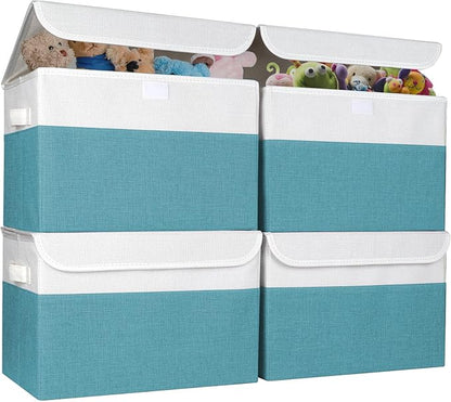 Bagnizer Large 22 Quart Linen Fabric Foldable Storage Bin Cube Organizer Basket by Bagnizer