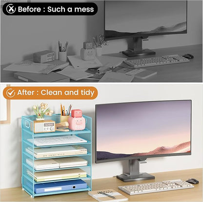 Subekyu 6 Tier Office File Paper Desk Tray Organizer - Image 2