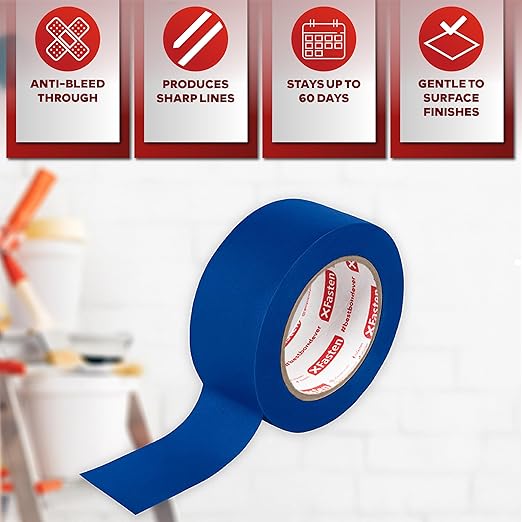 XFasten Blue Painters Tape 1.88 Inch x 60-Yards 1" Core, Wall Safe Masking Tape - Image 2