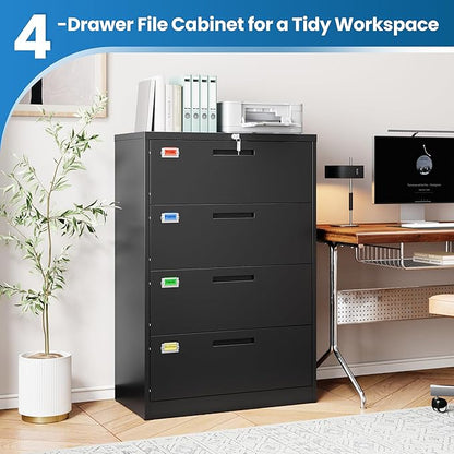 PEUKC 4 Drawer File Cabinet, Lateral Filing Cabinets - Image 7
