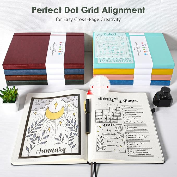 OFFIGIFT Bullet Dotted Journal Notebook, 312 Numbered Pages A5 Hardcover - Image 6