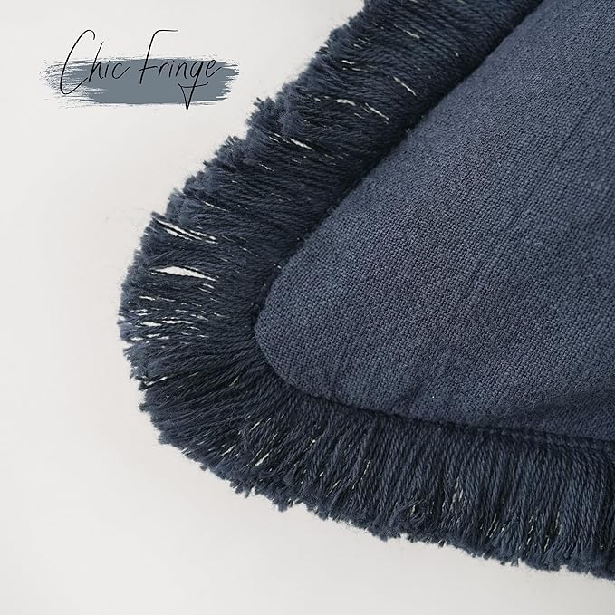 Foindtower Set of 2 Decorative Linen Fringe Throw Pillow Covers Cozy Farmhouse - Image 3