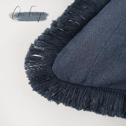 Foindtower Set of 2 Decorative Linen Fringe Lumbar Throw Pillow Covers Boho - Image 3