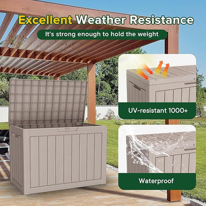 Decksplore 45 Gallon Outdoor Storage Box Waterproof Lockable Resin Deck Box - Image 2