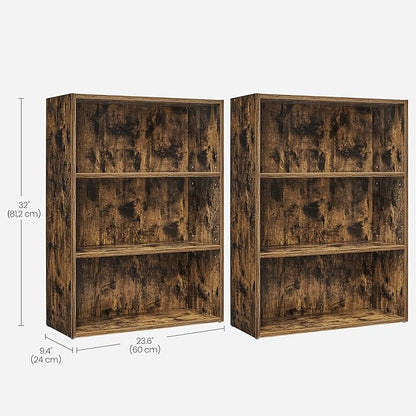 VASAGLE Set of 2 Bookshelves, 23.6 Inches Wide, 3-Tier Open Bookcases - Image 3