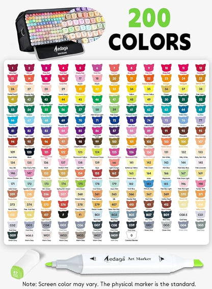 AEDAGA 200 Colors Alcohol Markers - Image 4