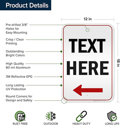 Custom Arrow, Custom Directional Sign, Left Arrow, 12x18 Inches, 3M EGP - Image 6